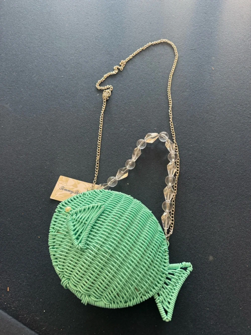 Tommy Bahama teal Woven Fish-Shaped bag:crossbody,handle or clutch!🐠versatile! - Picture 12 of 14